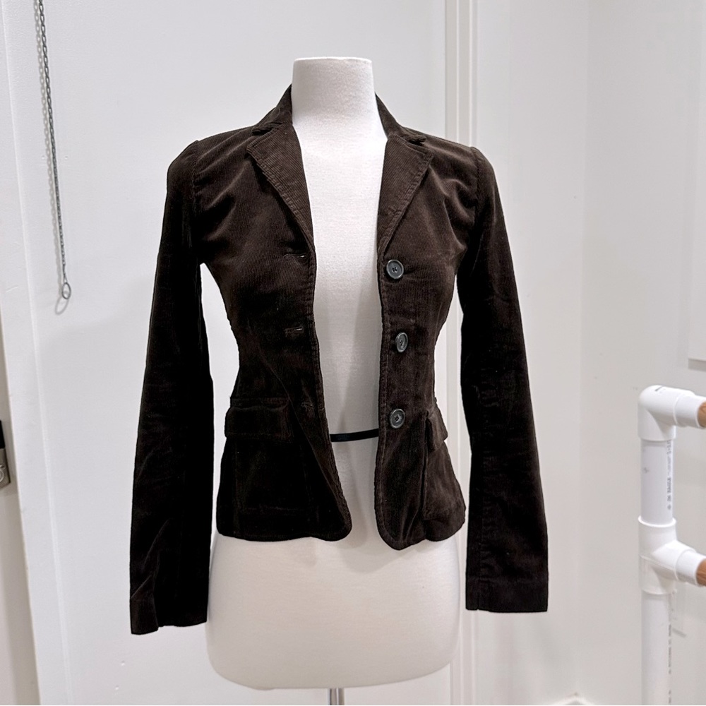 Theory dark chocolate brown corduroy blazer EUC  size 0